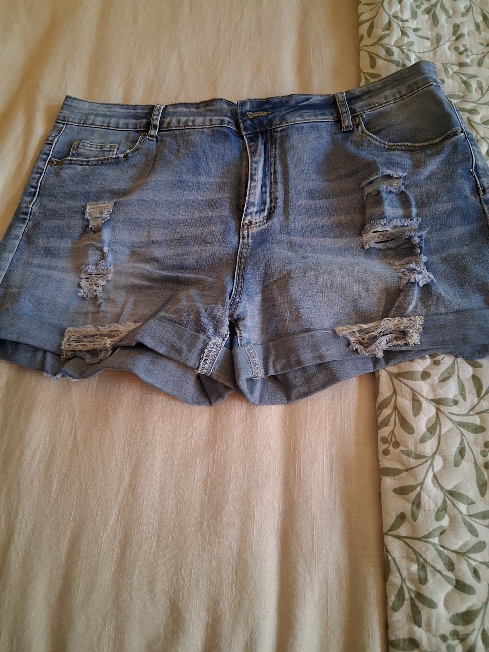 Distressed Light Blue Denim Women’s Shorts